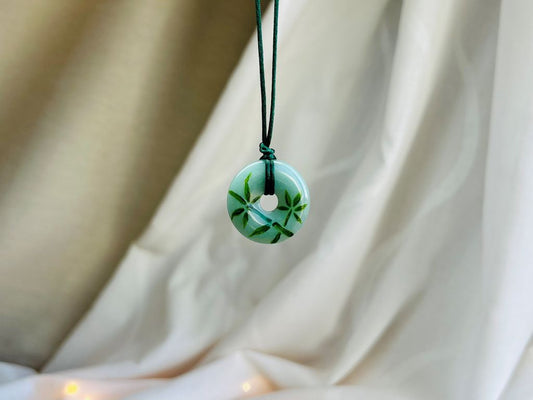 náhrdelník donut "Bambusový háj" zelený avanturín