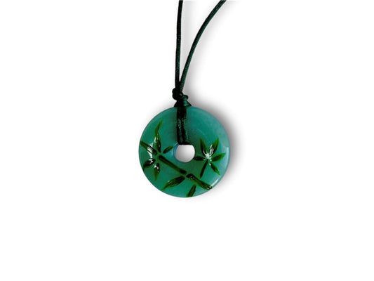 náhrdelník donut "Bambusový háj" zelený avanturín