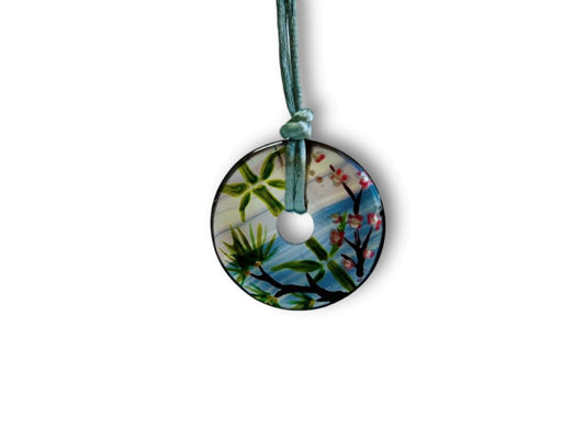 náhrdelník donut "Tři přátelé zimy" fluorit