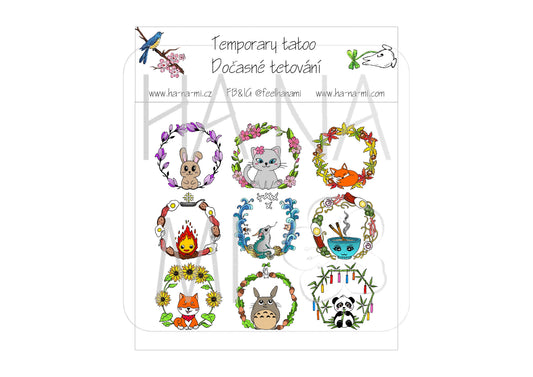 Dočasná tetovačka "Zvířátka ve věnečku"