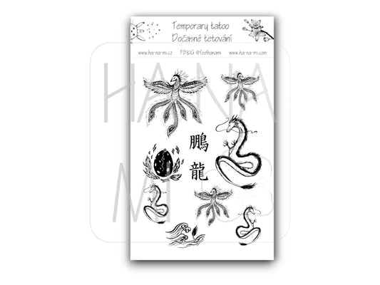 Dočasná tetovačka "Drak a fénix"