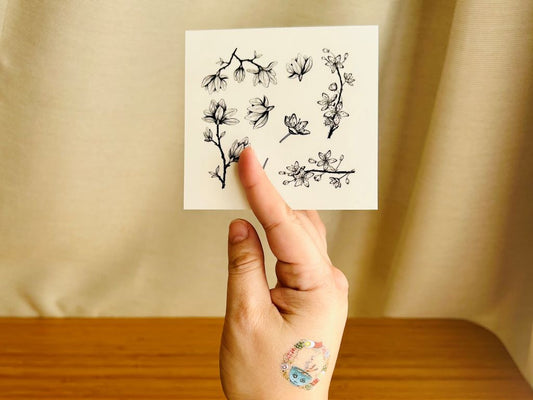 Dočasná tetovačka "Jarní Japonsko" černá