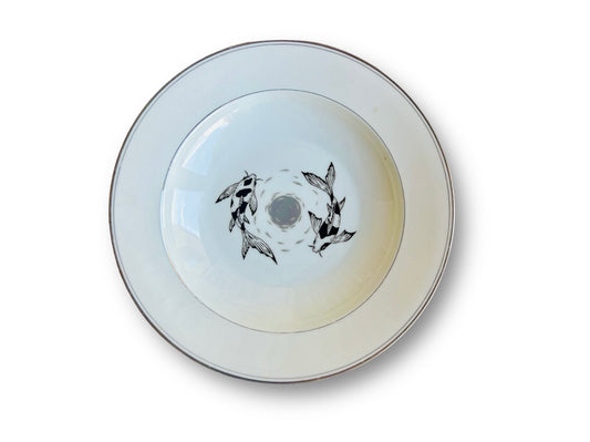 hluboký vintage talíř "Jezerní drahokamy aneb koi kapříci s měsícem" 24 cm