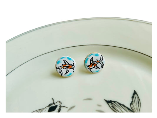 keramické náušnice  "Jezerní drahokamy aneb koi kapříci"
