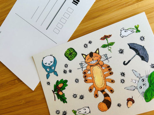 Pohlednice "Totoro a další lesní duchové" A6