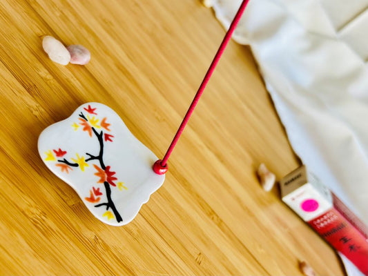 porcelánový stojánek na vonné tyčinky "Podzimní večer" 5,5x5,5 cm