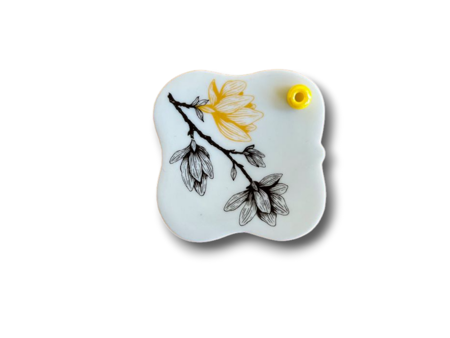 porcelánový stojánek na vonné tyčinky "Magnolie" se zlatou 5,5x5,5 cm