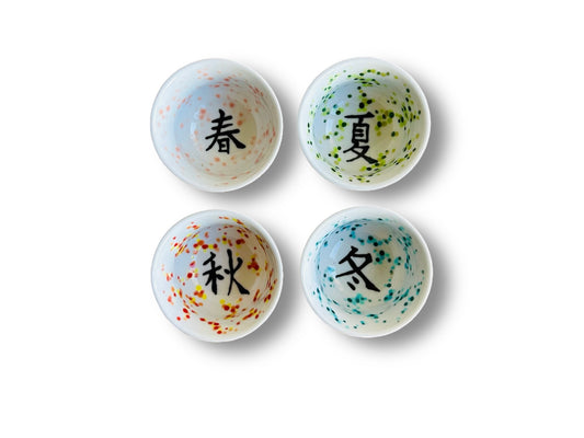 sada pohárků na čaj a saké "Čtyři roční období" 4 kusy, 45 ml