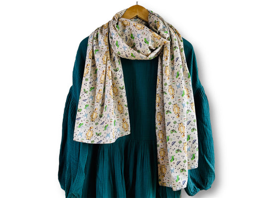 velká šála "Totoro a další lesní duchové" 70x200 cm