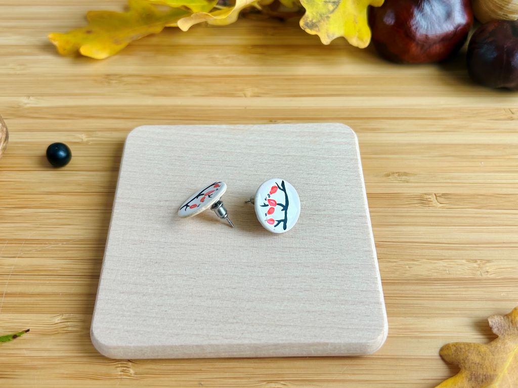 keramické náušnice "Šípkový čaj"