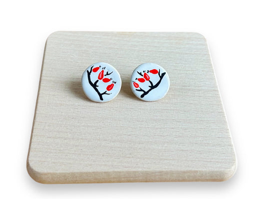 keramické náušnice "Šípkový čaj"