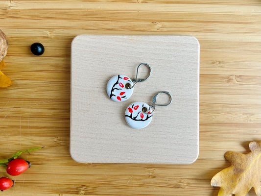 náušnice keramické visací "Šípkový čaj"