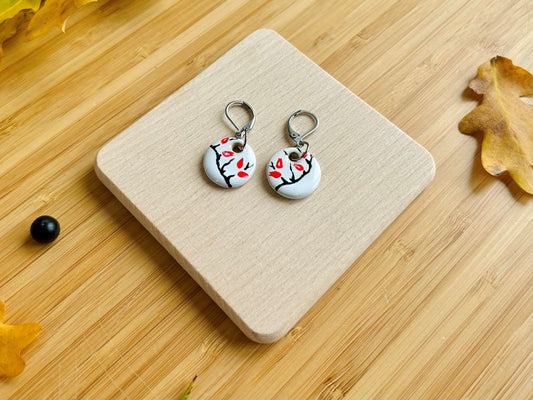 náušnice keramické visací "Šípkový čaj"