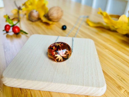 velký náhrdelník skleněný "Podzimní večer"