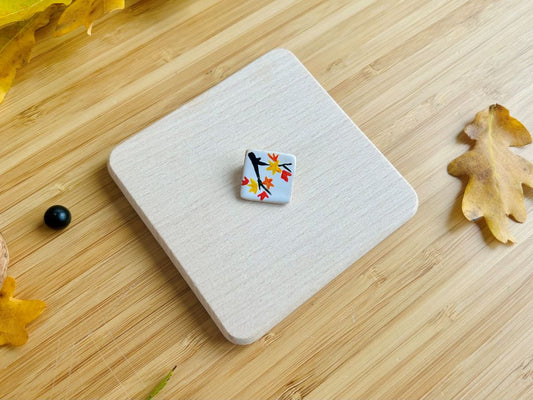 keramická mini brož "Pozimní večer"