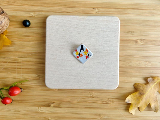 keramická mini brož "Pozimní večer"