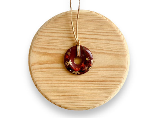 náhrdelník donut "Podzimní večer" červený jaspis