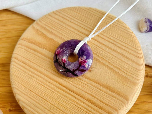 náhrdelník donut "Vůně jarního snu" ametyst