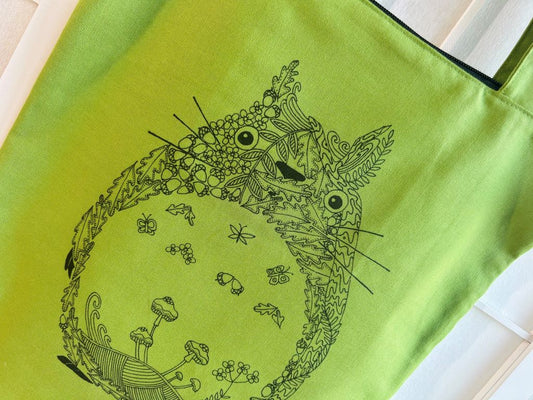 nákupní taška "Omalovánka Totoro" se zipem a vnitřní kapsou