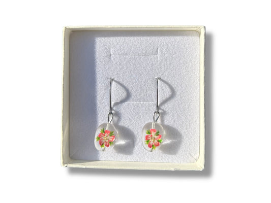 náušnice skleněné "Květ sakury" malé