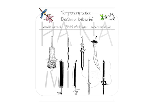 Dočasná tetovačka "Anime meče"