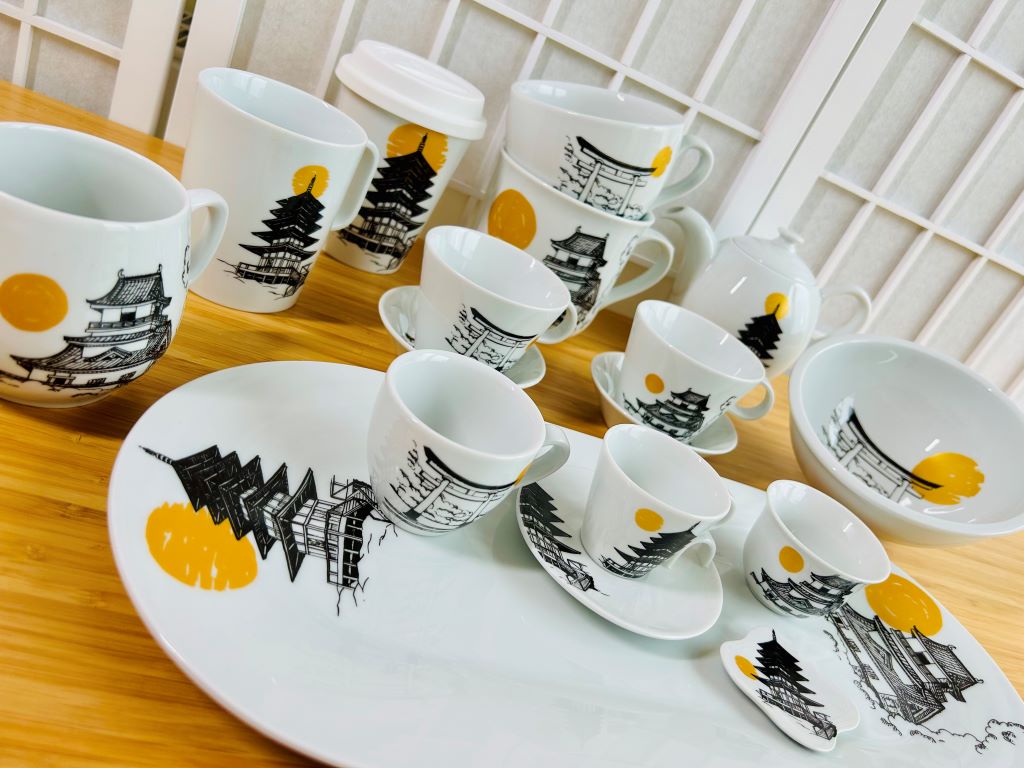 Čajová souprava "Architektura dávného Japonska"