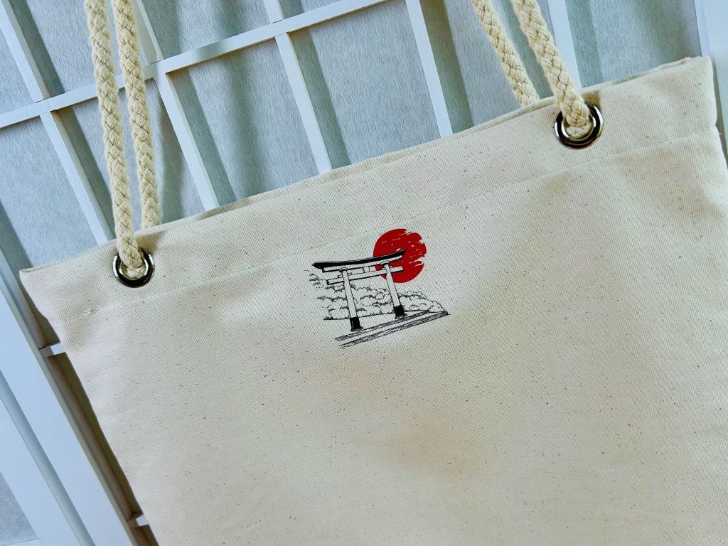 nákupní taška "Japonský hrad" se šňůrovými uchy