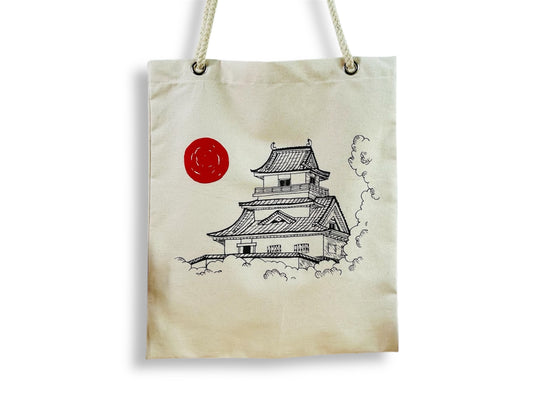 nákupní taška "Japonský hrad" se šňůrovými uchy