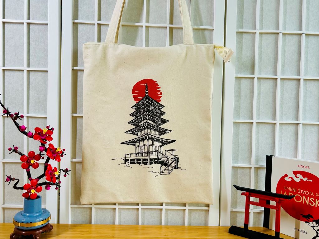 nákupní taška "Pagoda" se zipem a vnitřní kapsou