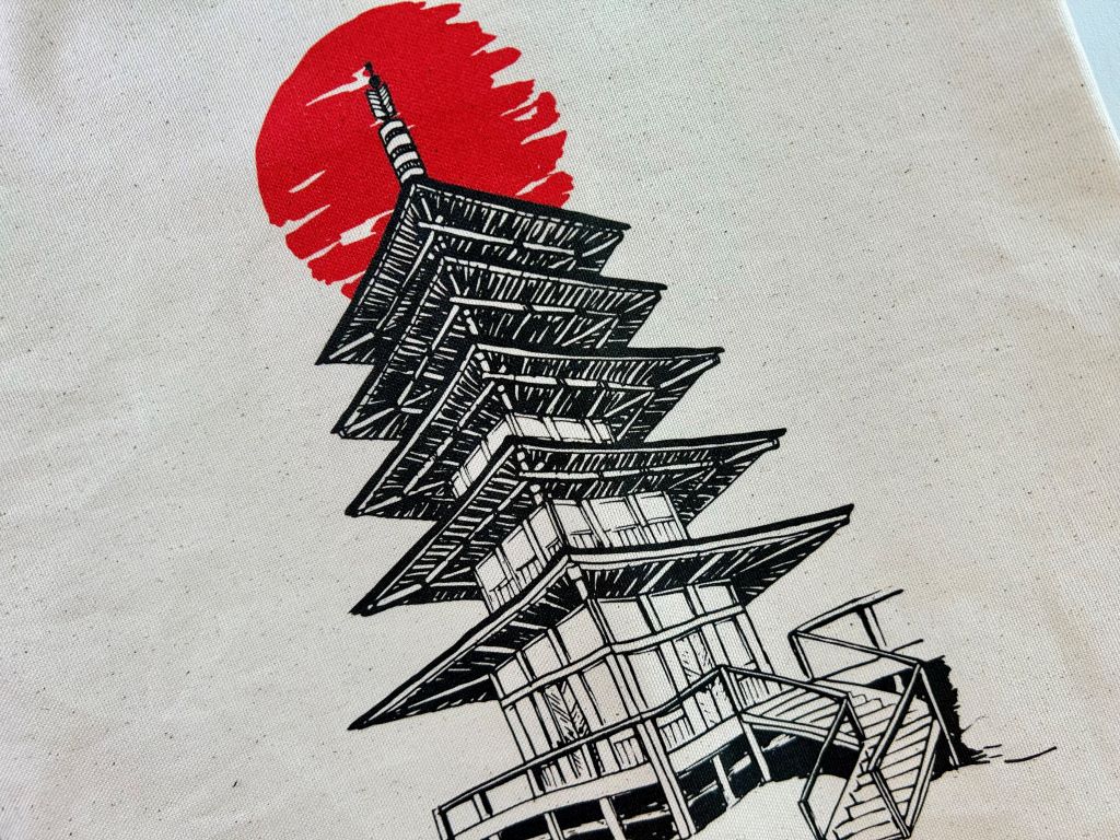 nákupní taška "Pagoda" se zipem a vnitřní kapsou