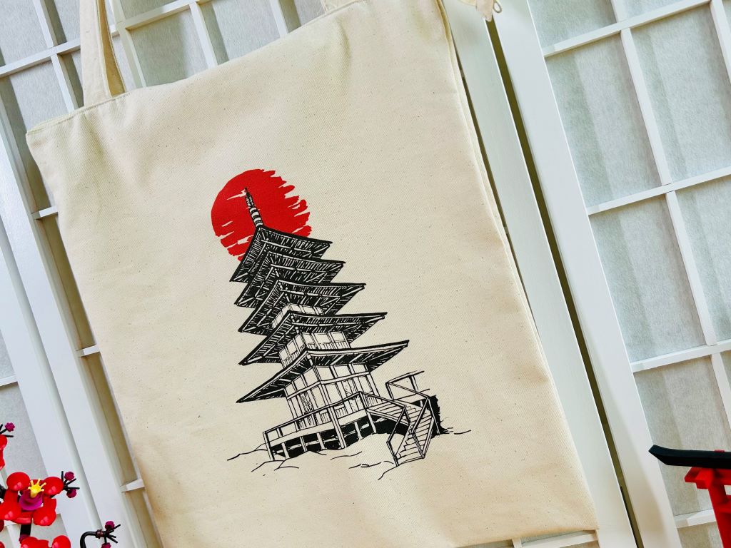 nákupní taška "Pagoda" se zipem a vnitřní kapsou