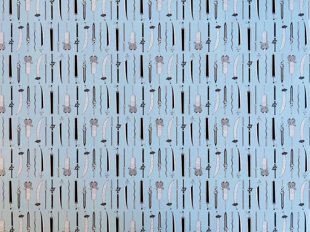 Balící papír "Anime meče" 475 x 680 mm