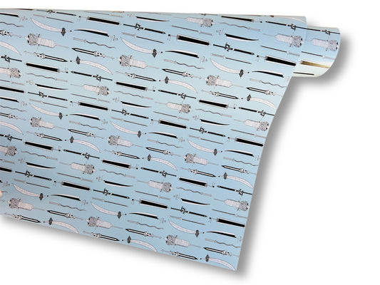 Balící papír "Anime meče" 475 x 680 mm