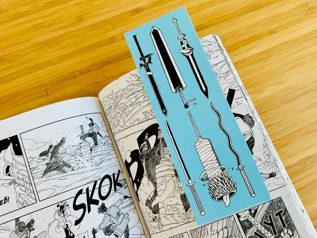 Záložka do knížky "Anime meče" 15 x 5 cm