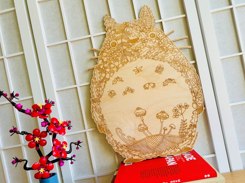 dřevěný obraz jako omalovánka "Totoro"