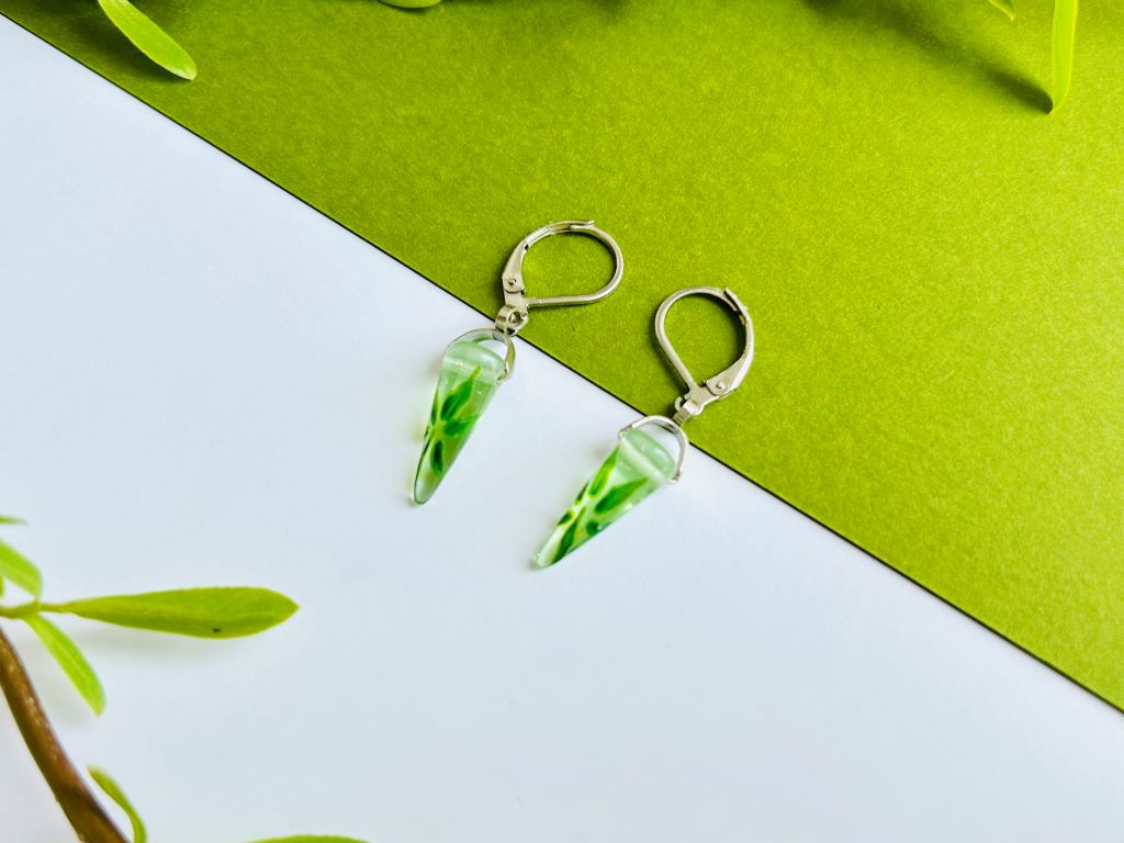 náušnice skleněné "Bambusový háj"