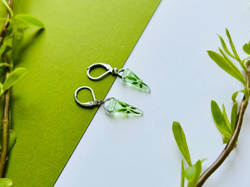 náušnice skleněné "Bambusový háj"