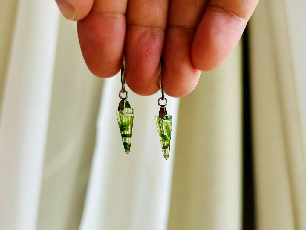 náušnice skleněné "Bambusový háj"