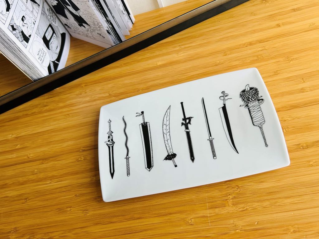 Porcelánový tác na sushi "Anime meče" 20,5x12,5 cm