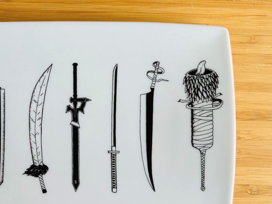 Porcelánový tác na sushi "Anime meče" 20,5x12,5 cm