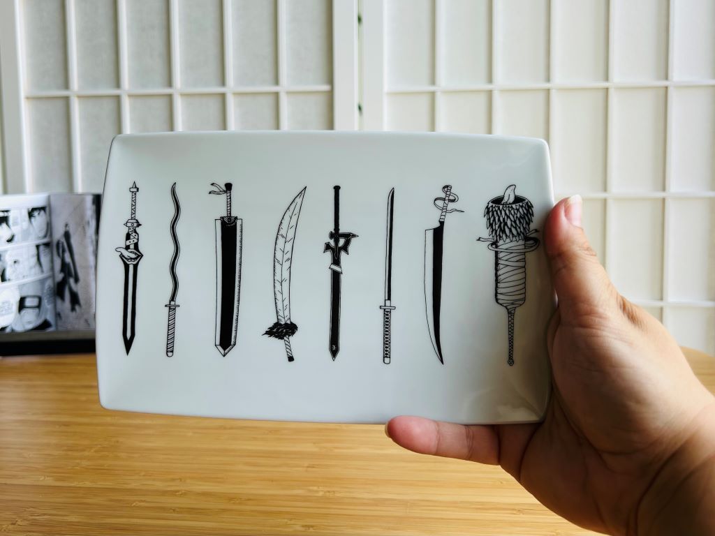 Porcelánový tác na sushi "Anime meče" 20,5x12,5 cm