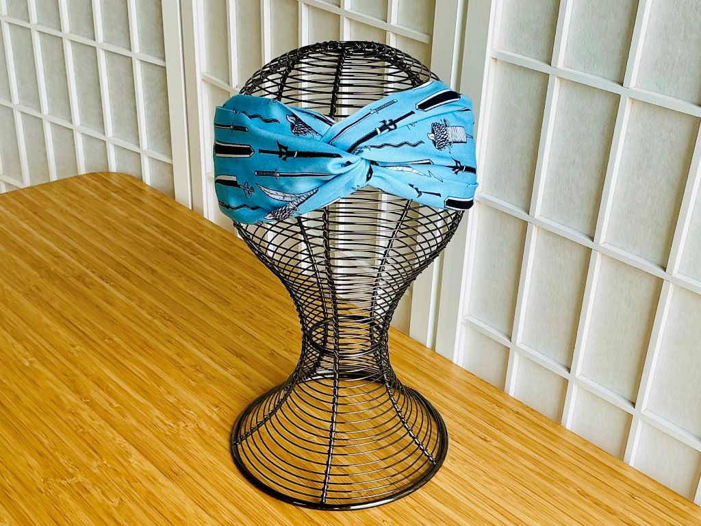 látková čelenka "Anime meče" s gumičkou