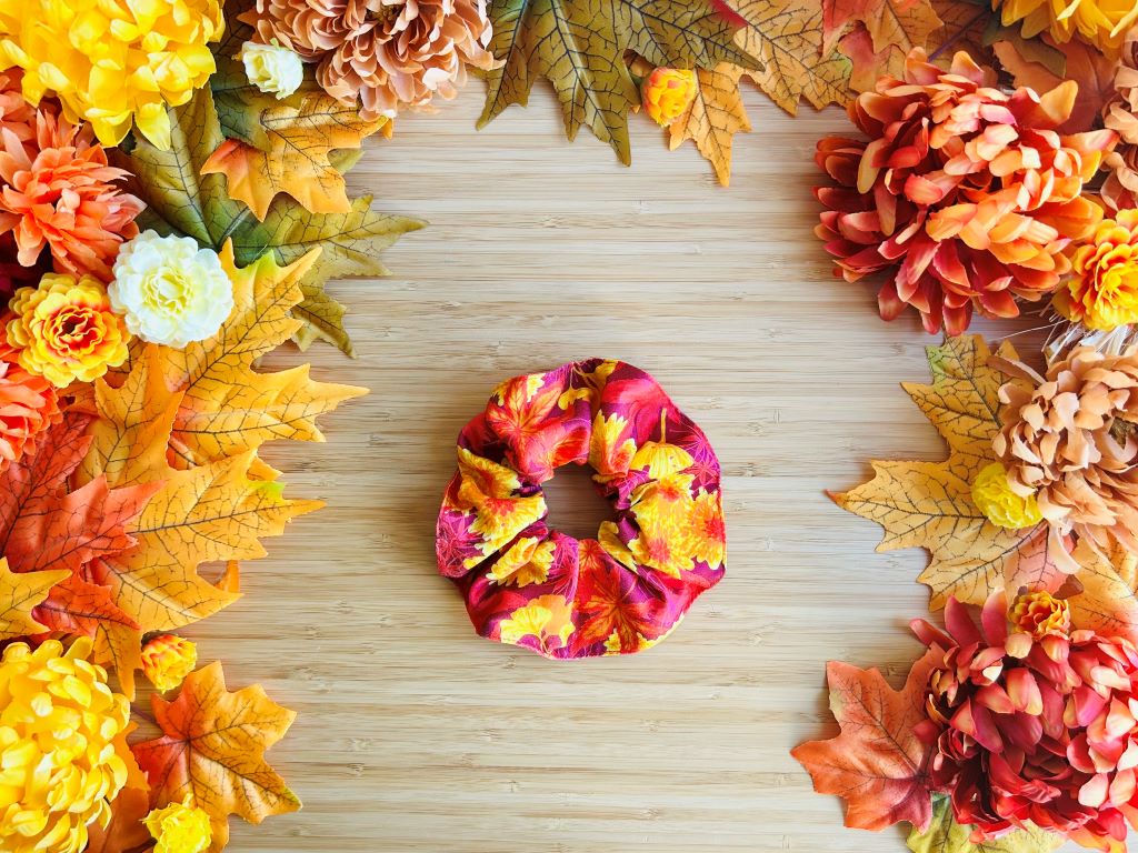 scrunchies "Park v barvách podzimu" látková gumička do vlasů