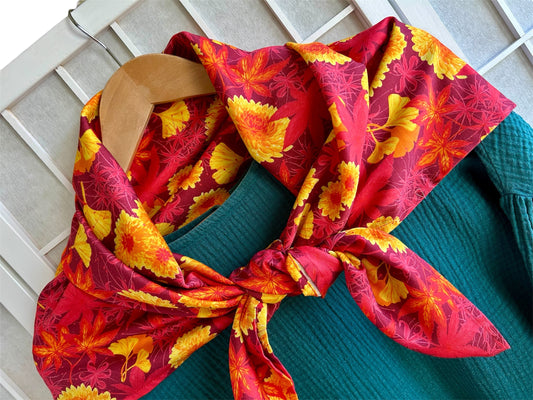 velký šátek "Park v barvách podzimu" 100x100 cm