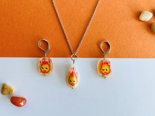 sada skleněných šperků "Kalcifer" náhrdelník a náušnice