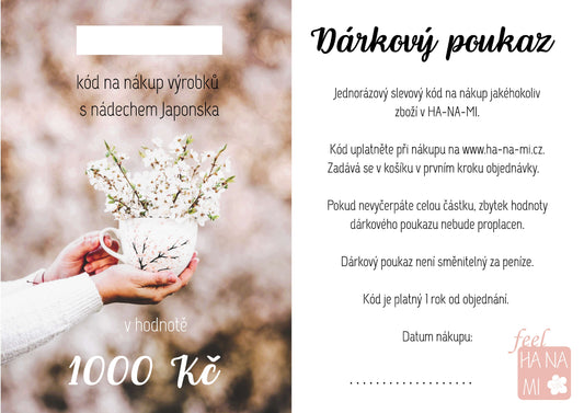 Dárkový poukaz v hodnotě 1000 Kč - elektronický