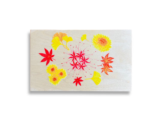 dřevěná krabička "Park v barvách podzimu" na jídelní hůlky a odkladače