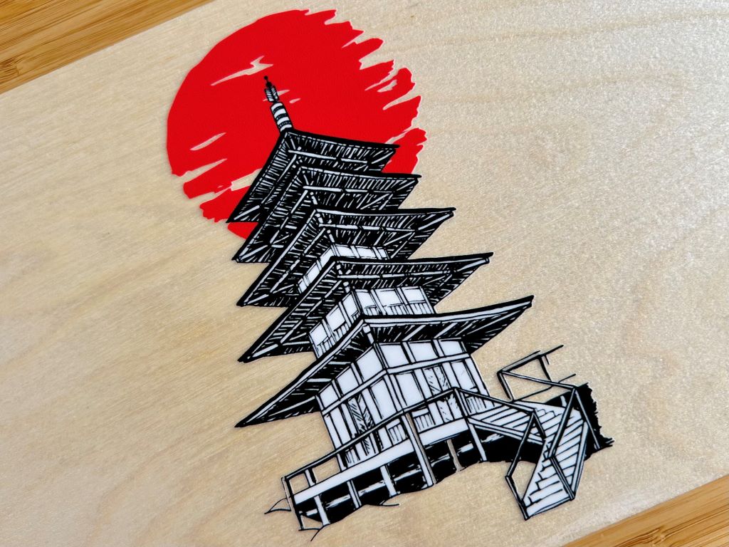 dřevěná krabička "Pagoda" na jídelní hůlky a odkladače