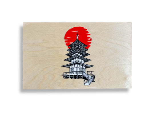 dřevěná krabička "Pagoda" na jídelní hůlky a odkladače