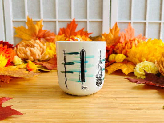 Svíčka v pohárku "Anime meče" s minerály